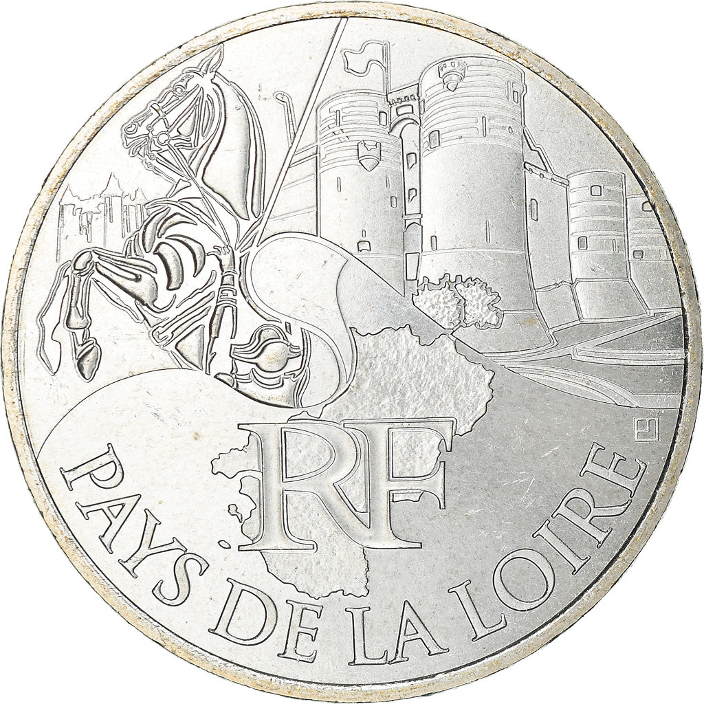 France, 10 Euro, 2011, Paris, Pays De La Loire, MS(64), Silver, KM:1746