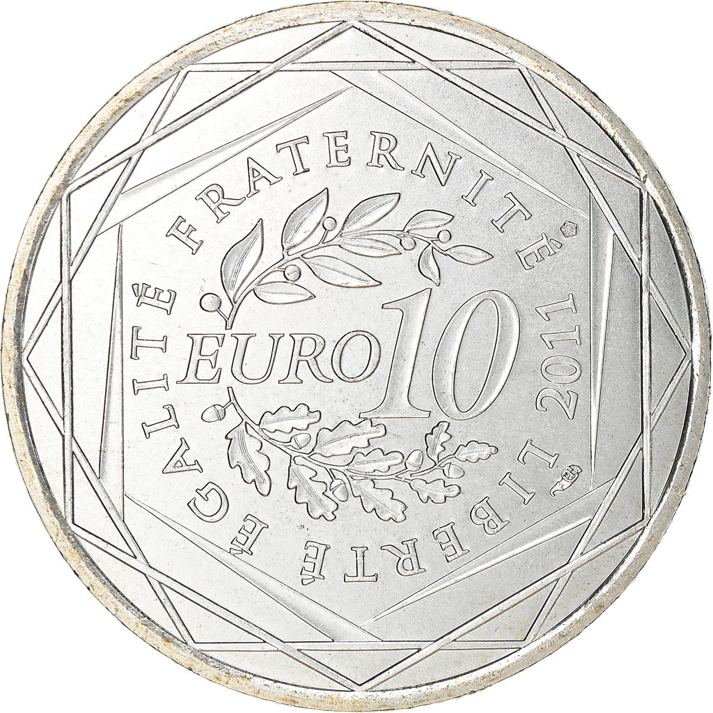 France, 10 Euro, 2011, Paris, Pays De La Loire, MS(64), Silver, KM:1746
