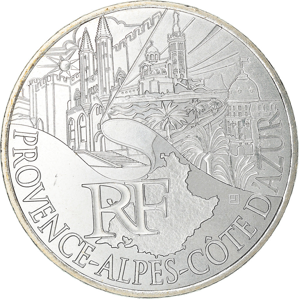 France, 10 Euro, Provence-Alpes-Cote d'Azur, 2011, Paris, MS(65-70), Silver