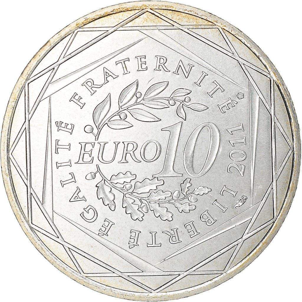 France, 10 Euro, Provence-Alpes-Cote d'Azur, 2011, Paris, MS(65-70), Silver