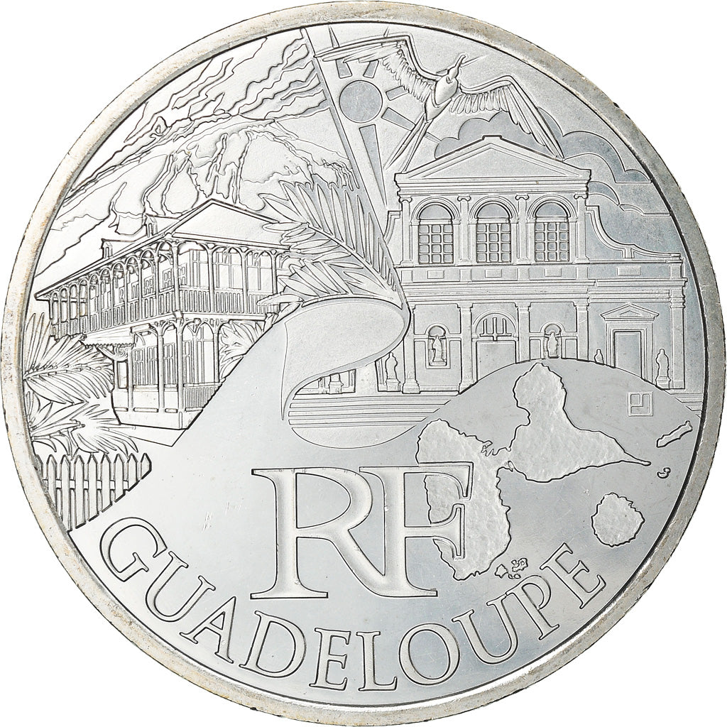 France, 10 Euro, Guadeloupe, 2011, Paris, MS(63), Silver, KM:1737