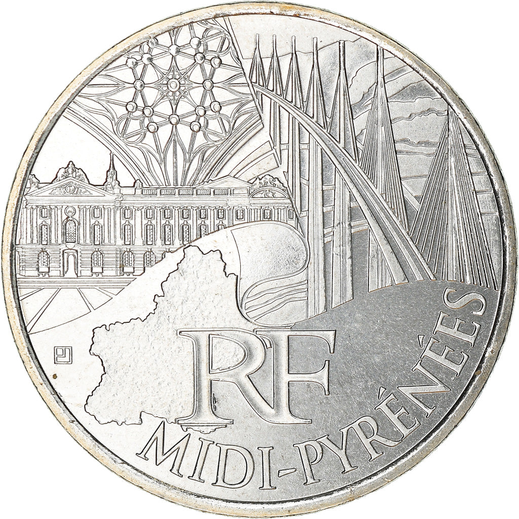 France, 10 Euro, Midi-Pyrénées, 2011, Paris, MS(64), Silver, KM:1752