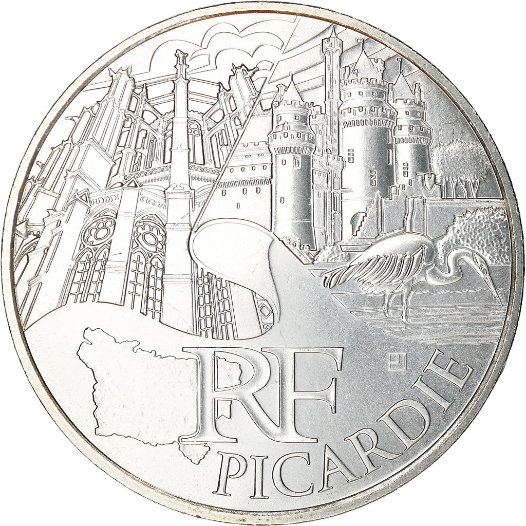 France, 10 Euro, Picardie, 2011, Paris, MS(63), Silver, KM:1745