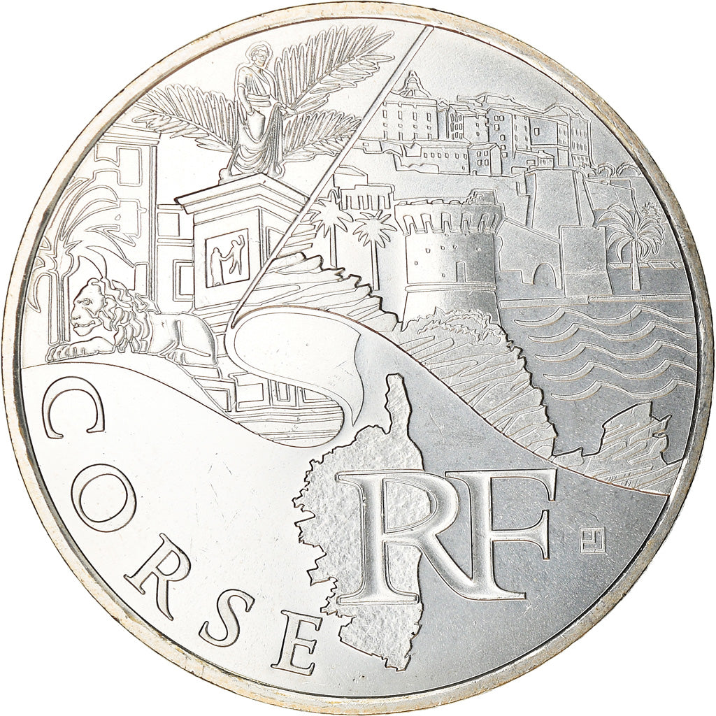 France, 10 Euro, Corse, 2011, Paris, MS(63), Silver, KM:1740