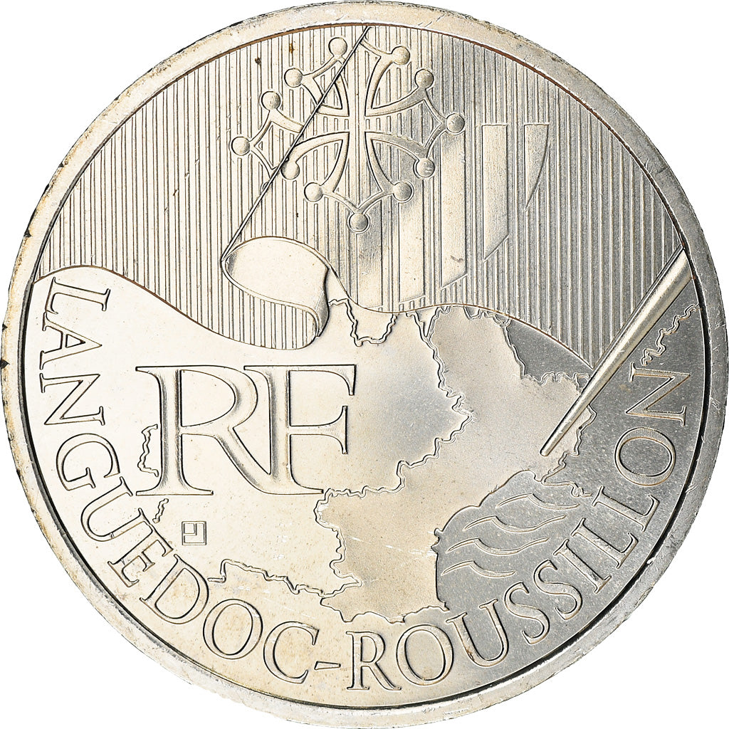 France, 10 Euro, Languedoc-Rousillon, 2010, Paris, MS(63), Silver, KM:1659