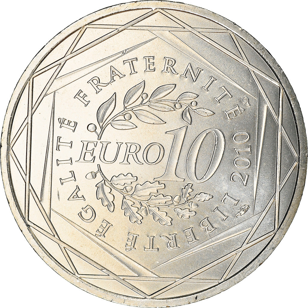 France, 10 Euro, Languedoc-Rousillon, 2010, Paris, MS(63), Silver, KM:1659