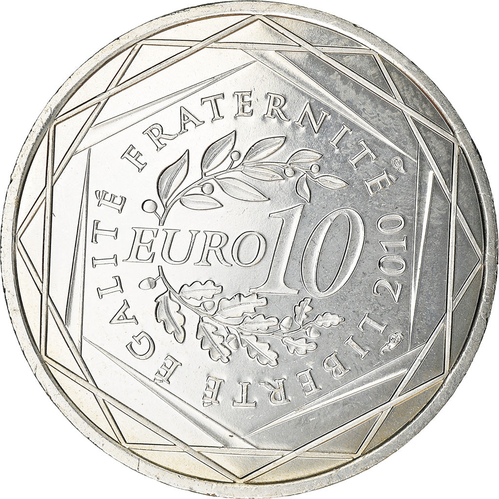 France, 10 Euro, 2010, Paris, Guyane, MS(63), Silver, KM:1654