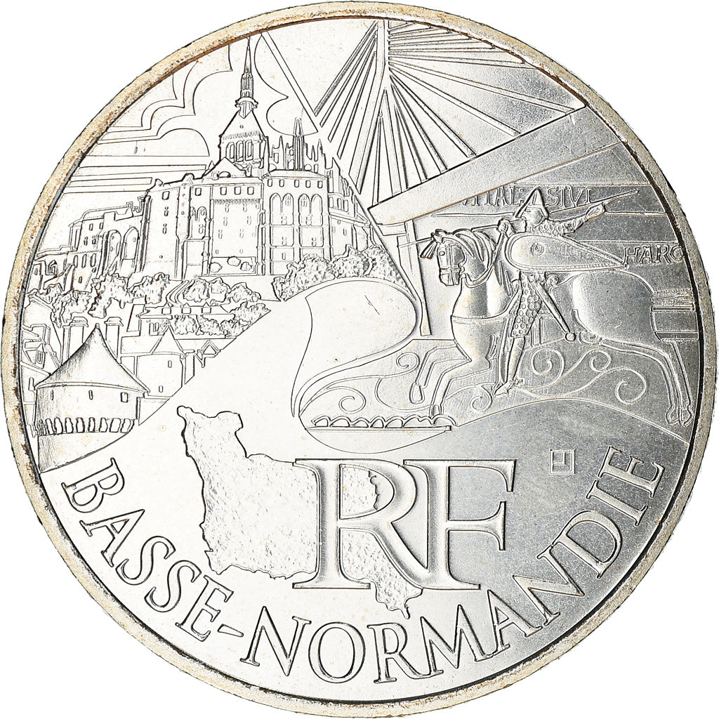 France, 10 Euro, Basse Normandie, 2011, Paris, MS(64), Silver, KM:1729