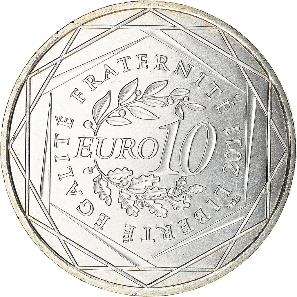France, 10 Euro, Basse Normandie, 2011, Paris, MS(64), Silver, KM:1729