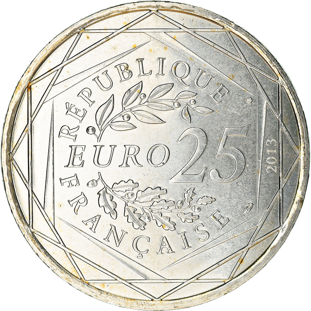 France, 25 Euro, Justice, 2013, MS(63), Silver