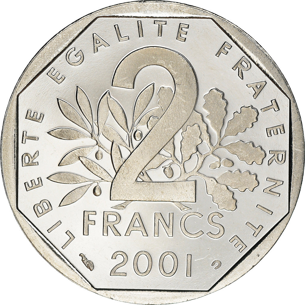 Moneta, Francia, Semeuse, 2 Francs, 2001, BE, FDC, Nichel, KM:942.2