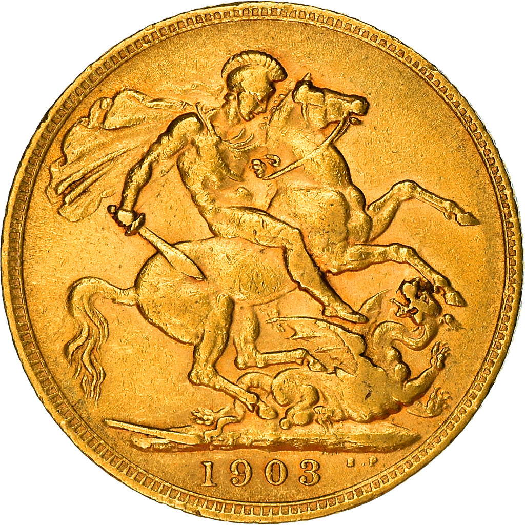 Coin, Great Britain, Edward VII, Sovereign, 1903, Souverain, EF(40-45), Gold