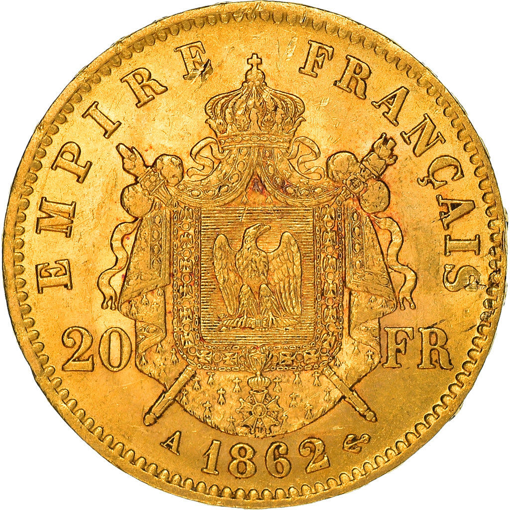 Coin, France, Napoleon III, Napoléon III, 20 Francs, 1862, Paris, A., MS(63)