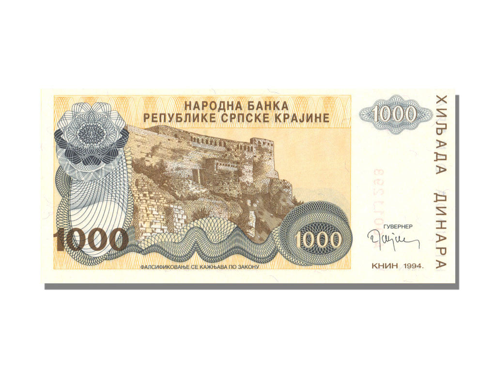 Billete, 1000 Dinara, 1994, Croacia, UNC