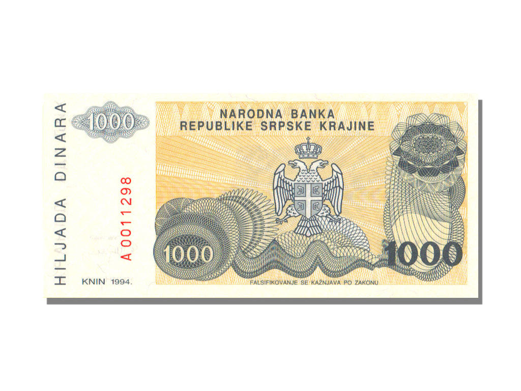 Billete, 1000 Dinara, 1994, Croacia, UNC