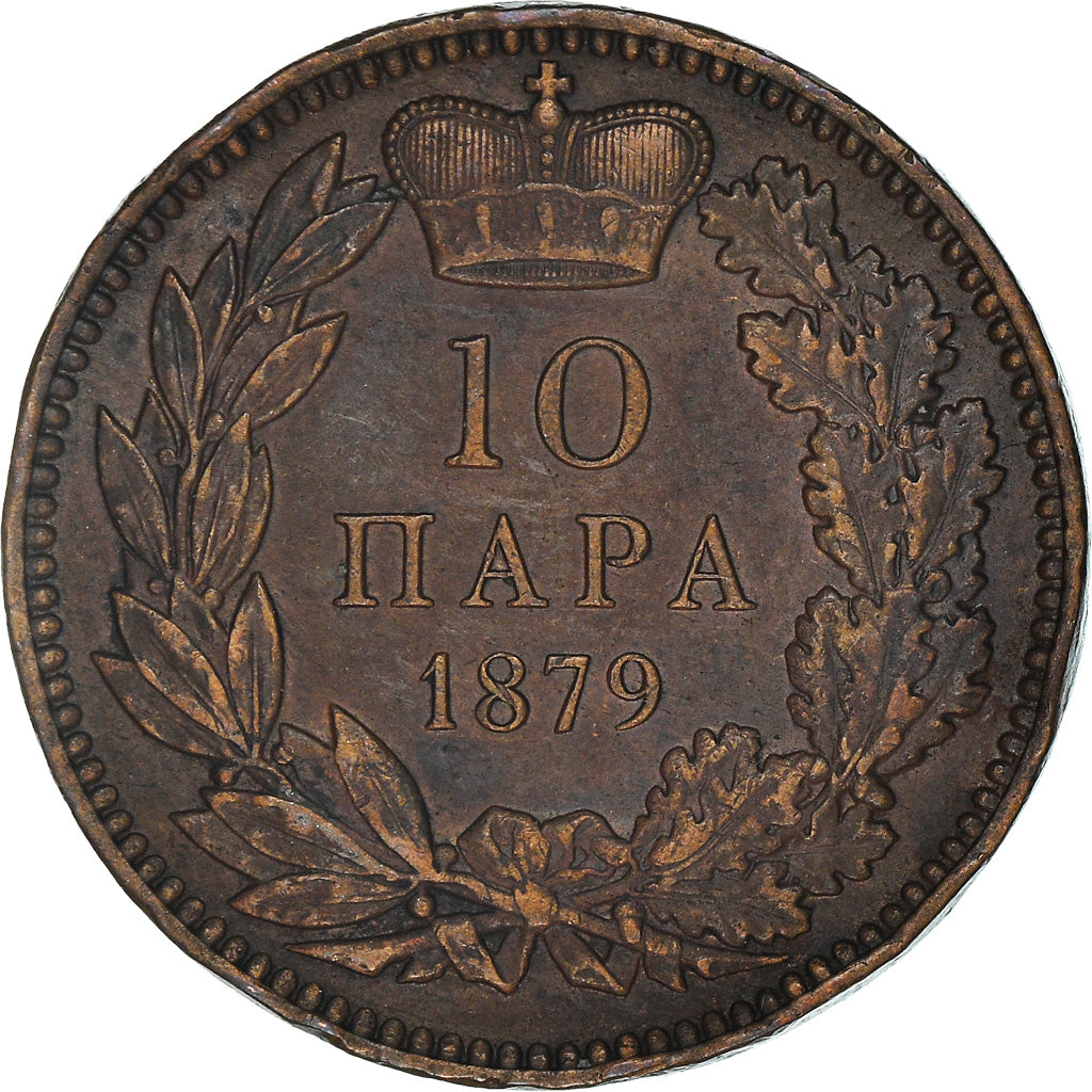 Münze, Serbien, Milan I, 10 Para, 1879, SS+, Bronze, KM:8