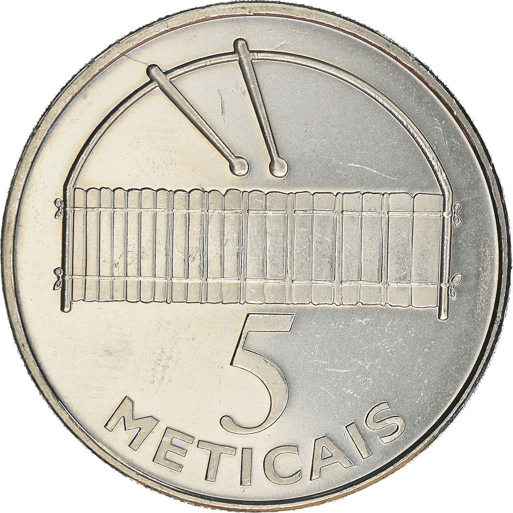 Moneda, Mozambique, 5 Meticais, 2006, EBC, Níquel chapado en acero, KM:139