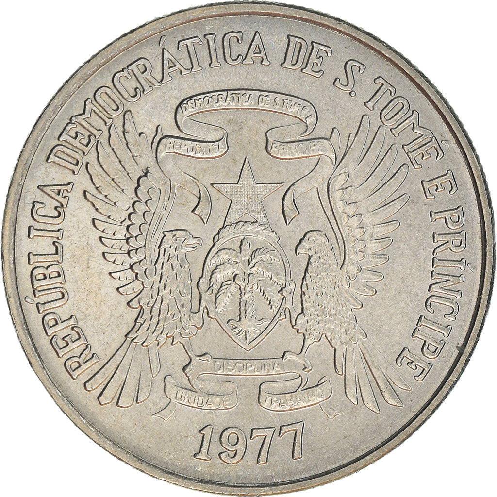 Moneda, Santo Tomé y la Isla de Príncipe, 20 Dobras, 1977, SC+, Cobre -