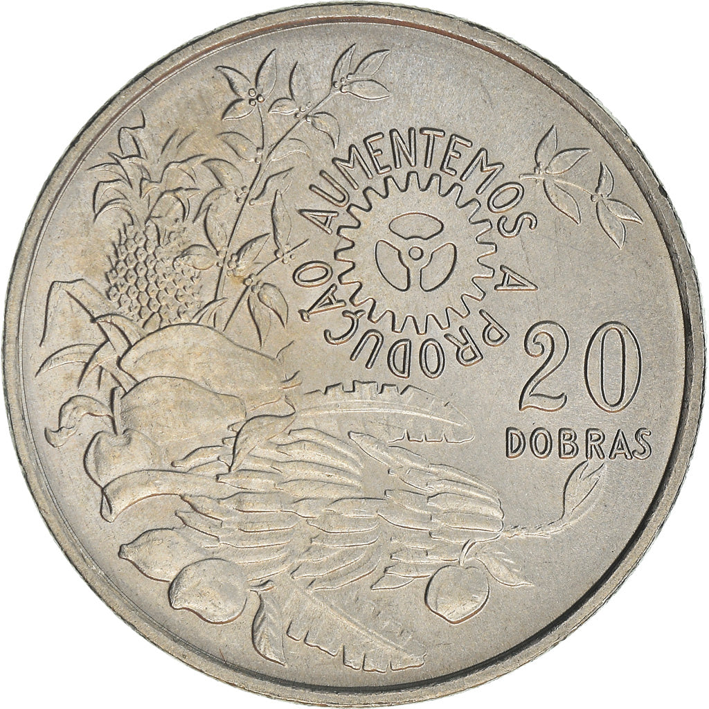 Moneda, Santo Tomé y la Isla de Príncipe, 20 Dobras, 1977, SC+, Cobre -