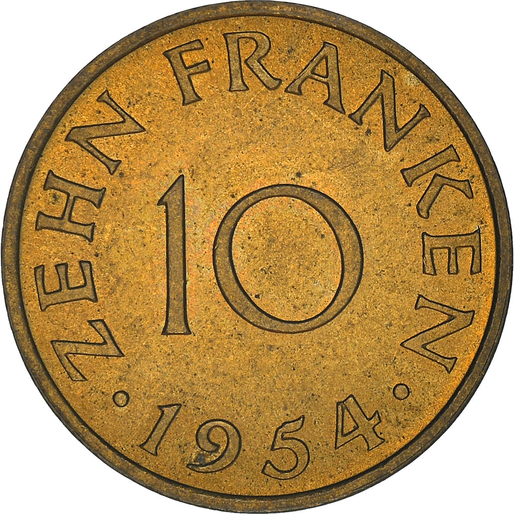 Moneta, SAARLAND, 10 Franken, 1954, Paris, BB, Alluminio-bronzo, KM:1