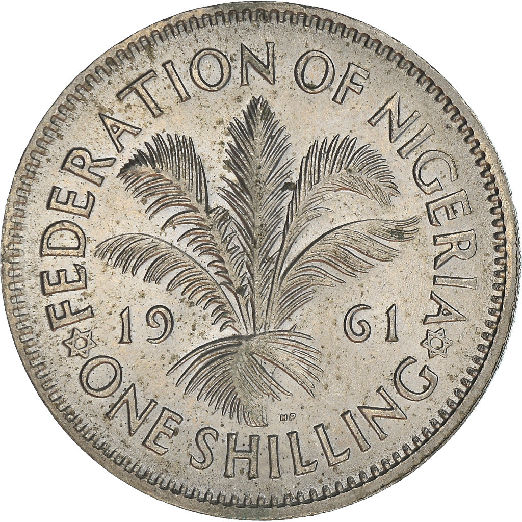 Coin, Nigeria, Elizabeth II, Shilling, 1961, AU(55-58), Copper-nickel, KM:5