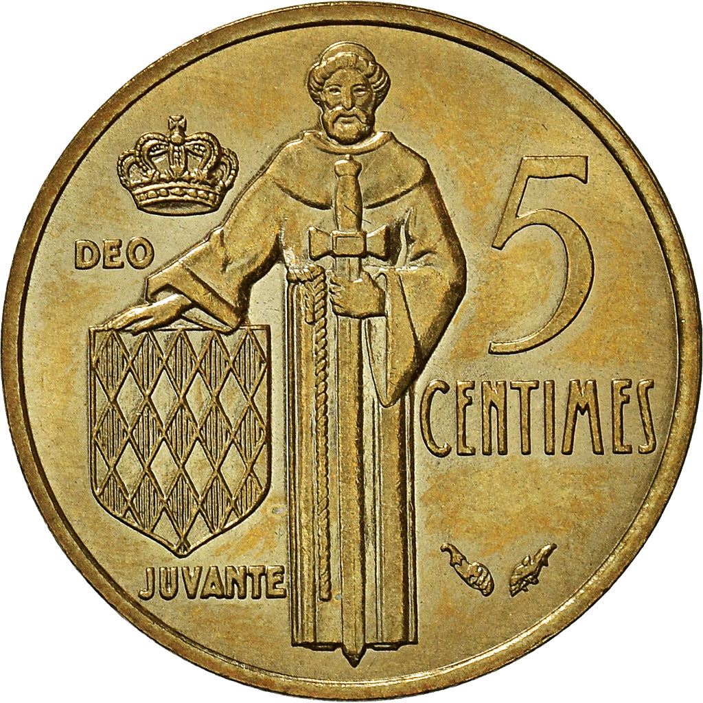 Coin, Monaco, Rainier III, 5 Centimes, 1977, AU(50-53), Aluminum-Bronze, KM:156