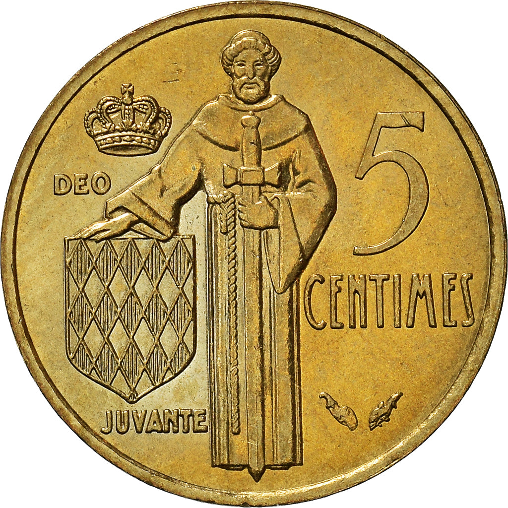 Coin, Monaco, Rainier III, 5 Centimes, 1977, MS(60-62), Aluminum-Bronze, KM:156