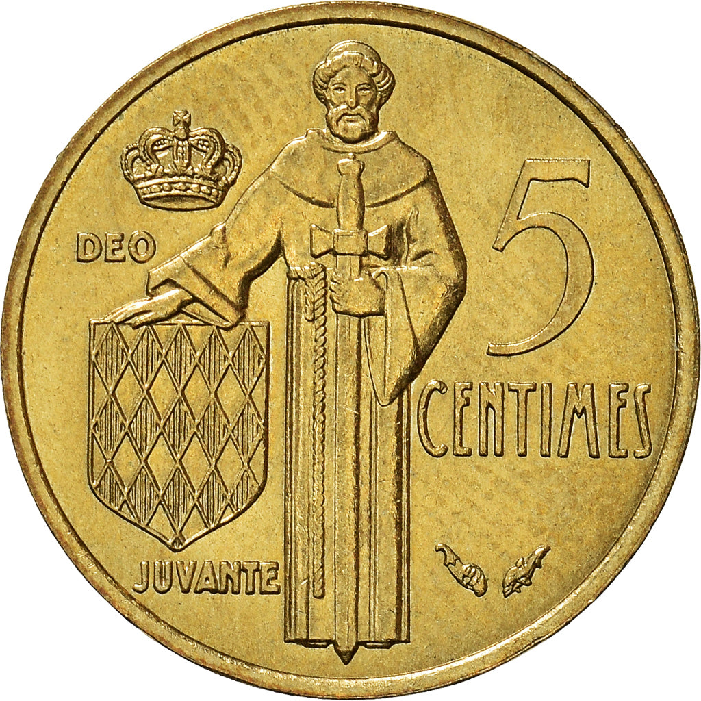 Coin, Monaco, Rainier III, 5 Centimes, 1976, MS(60-62), Aluminum-Bronze, KM:156
