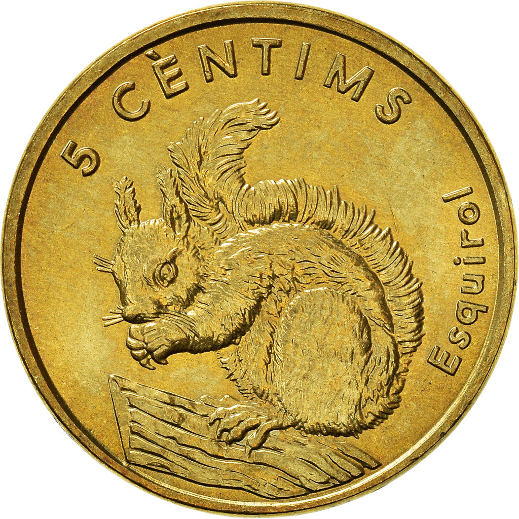 Moeda, Andorra, 5 Centims, 2002, MS(63), Latão, KM:180