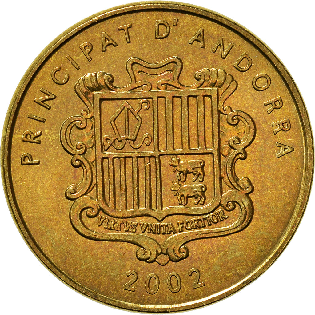 Coin, Andorra, 5 Centims, 2002, MS(63), Brass, KM:180