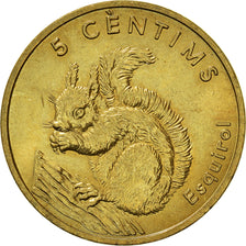 Moeda, Andorra, 5 Centims, 2002, MS(63), Latão, KM:180