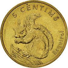 Moeda, Andorra, 5 Centims, 2002, MS(64), Latão, KM:180