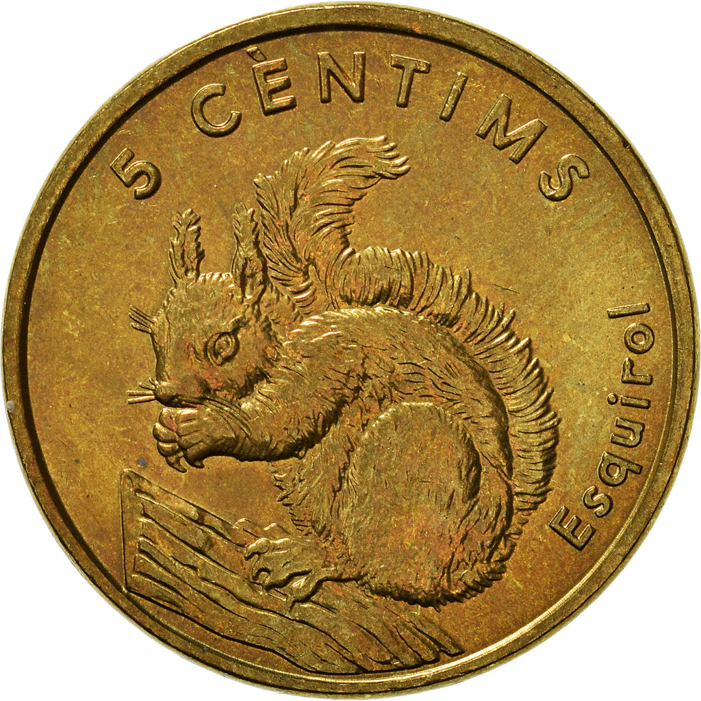 Coin, Andorra, 5 Centims, 2002, MS(60-62), Brass, KM:180