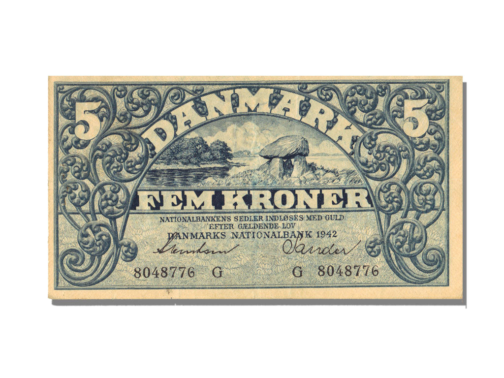 Denmark, 5 Kroner, 1942, KM #30f, AU(55-58), G 8048776