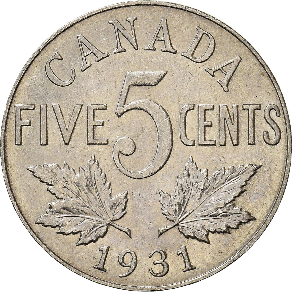 Coin, Canada, George V, 5 Cents, 1931, Royal Canadian Mint, Ottawa, AU(50-53)
