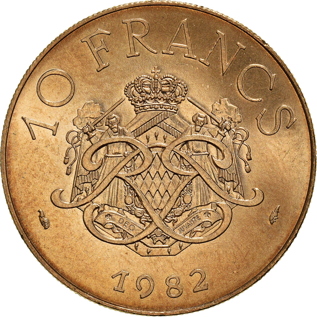 Monnaie, Monaco, Rainier III, 10 Francs, 1982, TTB+, Copper-Nickel-Aluminum