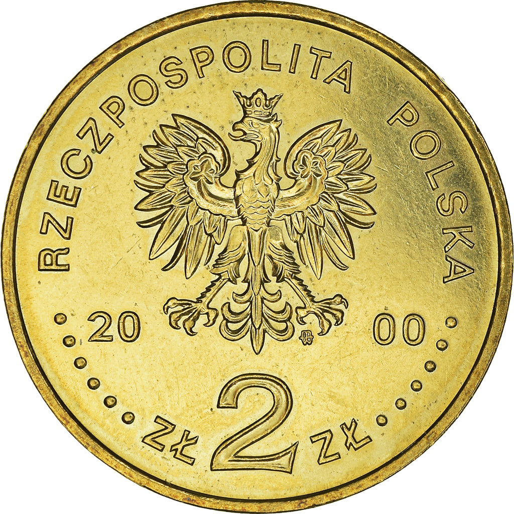 Coin, Poland, 2 Zlote, 2000, Warsaw, MS(63), Brass, KM:404