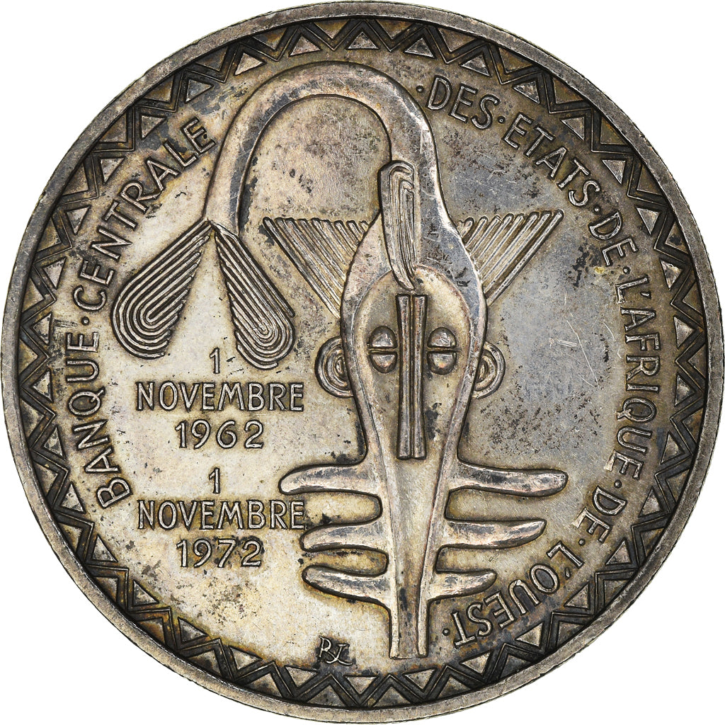 Coin, West African States, 500 Francs, 1972, AU(50-53), Silver, KM:7