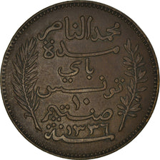 Coin, Tunisia, Muhammad al-Nasir Bey, 10 Centimes, 1917, Paris, EF(40-45)