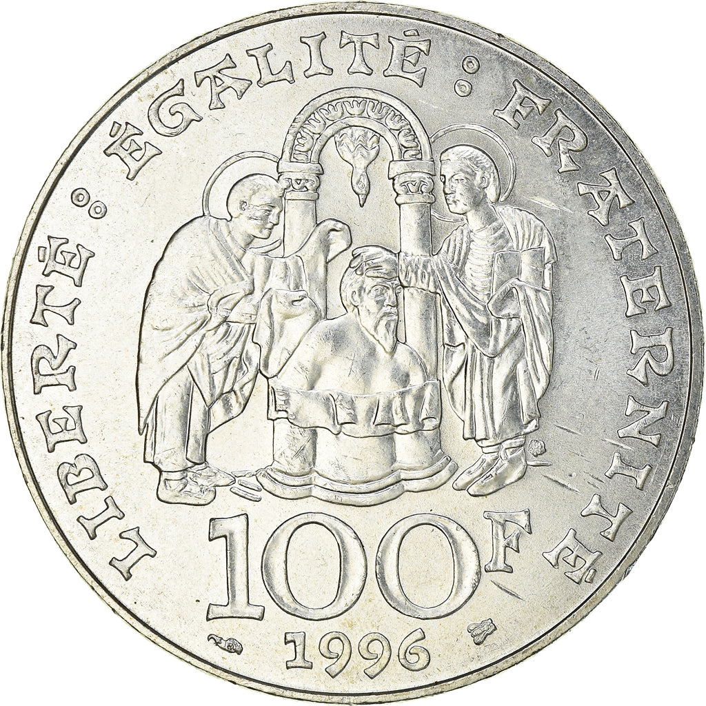 Coin, France, Clovis, 100 Francs, 1996, AU(50-53), Silver, KM:1180, Gadoury:953