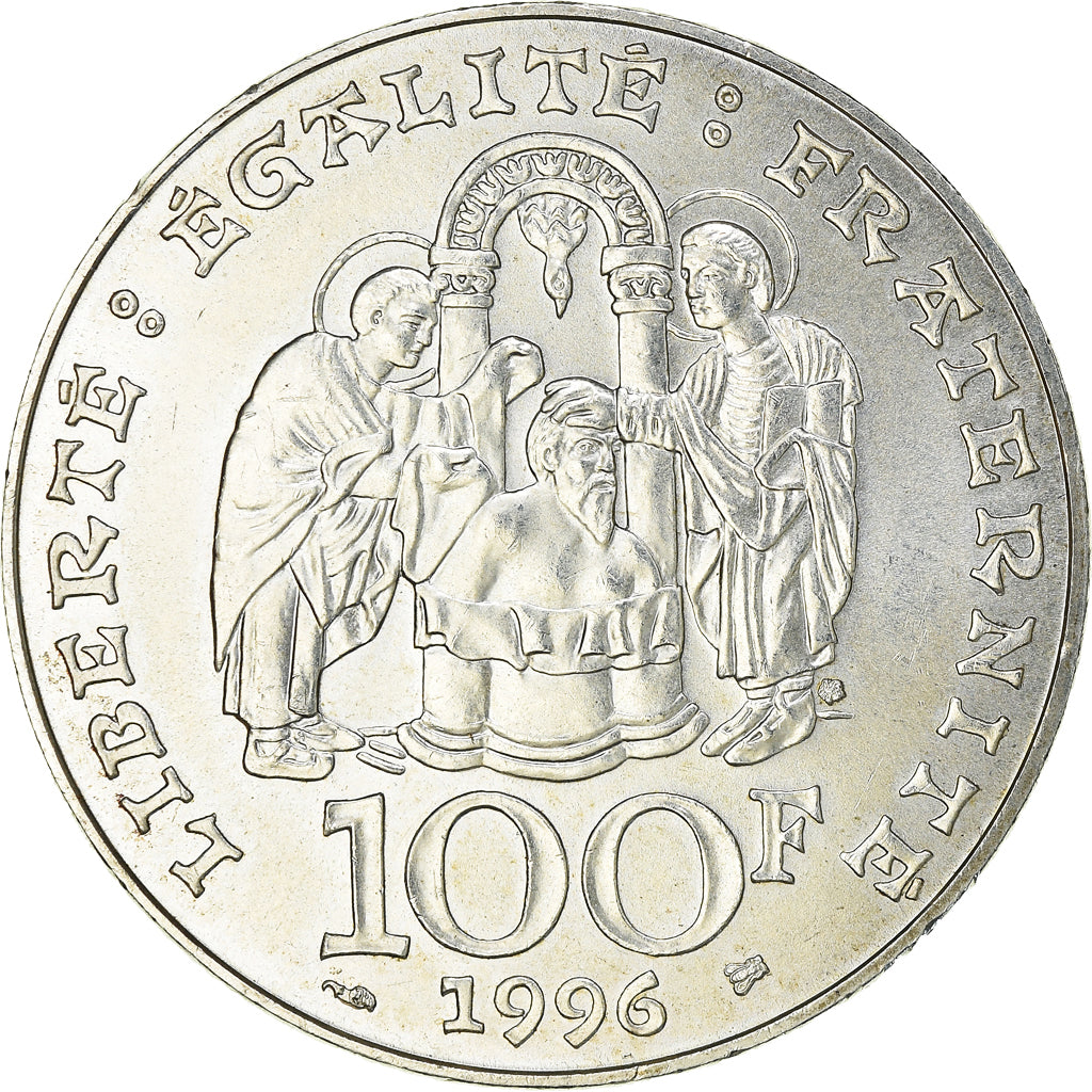 Coin, France, Clovis, 100 Francs, 1996, AU(55-58), Silver, KM:1180, Gadoury:953