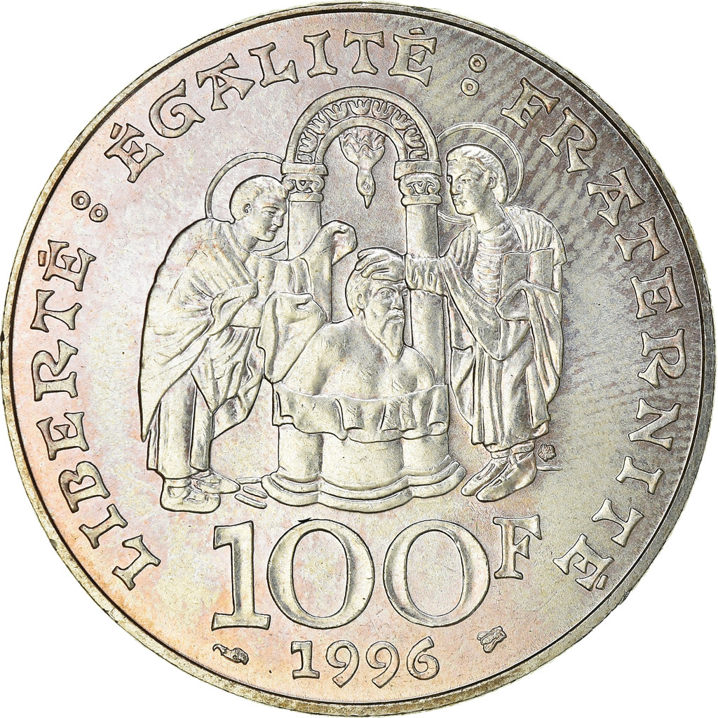 Coin, France, Clovis, 100 Francs, 1996, AU(55-58), Silver, KM:1180, Gadoury:953