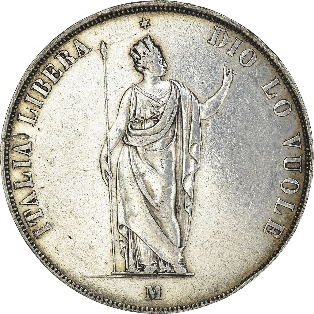Moneta, STATI ITALIANI, LOMBARDY-VENETIA, 5 Lire, 1848, Milan, BB+, Argento