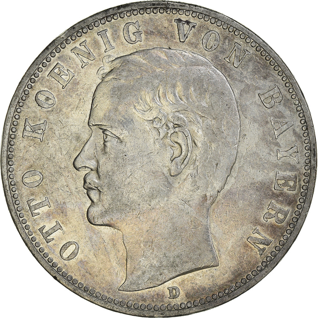 Coin, German States, BAVARIA, Otto, 5 Mark, 1907, Munich, EF(40-45), Silver