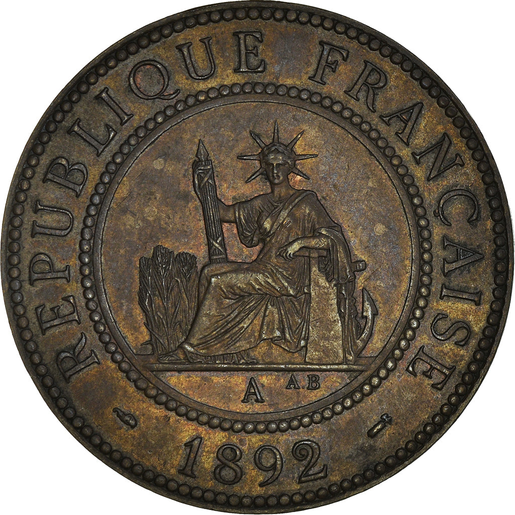 Coin, FRENCH INDO-CHINA, Cent, 1892, Paris, EF(40-45), Bronze, KM:1, Lecompte:43