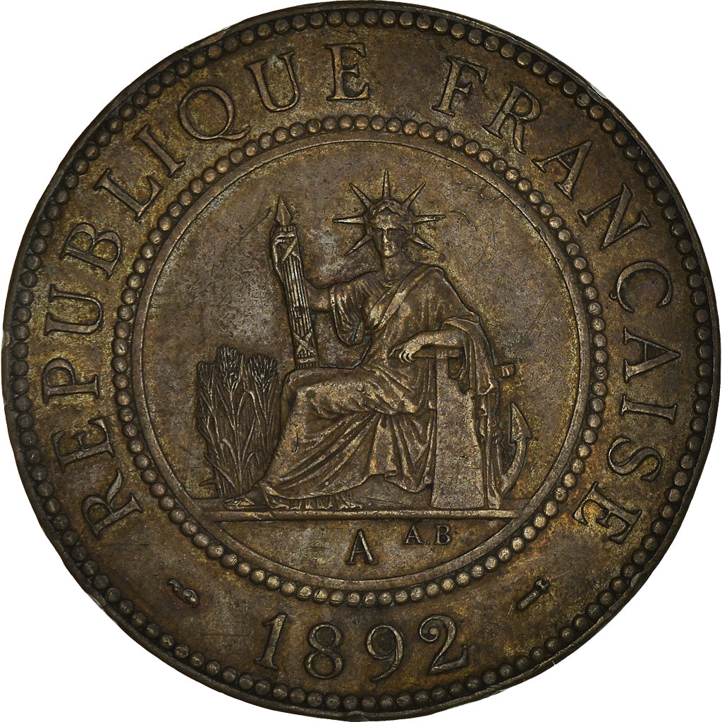 Coin, FRENCH INDO-CHINA, Cent, 1892, Paris, EF(40-45), Bronze, KM:1, Lecompte:43