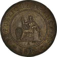 Coin, FRENCH INDO-CHINA, Cent, 1892, Paris, EF(40-45), Bronze, KM:1, Lecompte:43