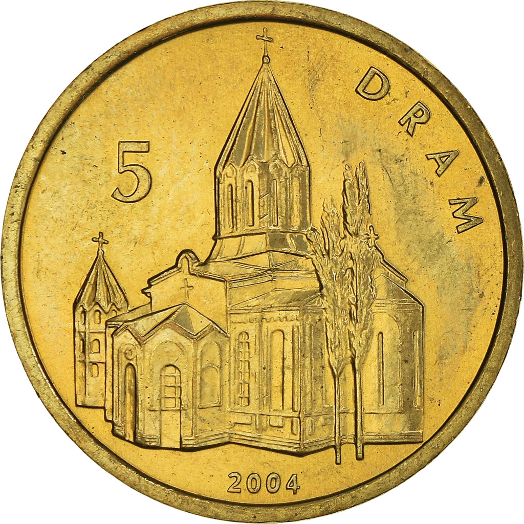 Coin, Nagorno Karabakh, 5 Drams, 2004, MS(63), Brass, KM:11