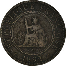 Coin, FRENCH INDO-CHINA, Cent, 1892, Paris, VF(30-35), Bronze, KM:1, Lecompte:43