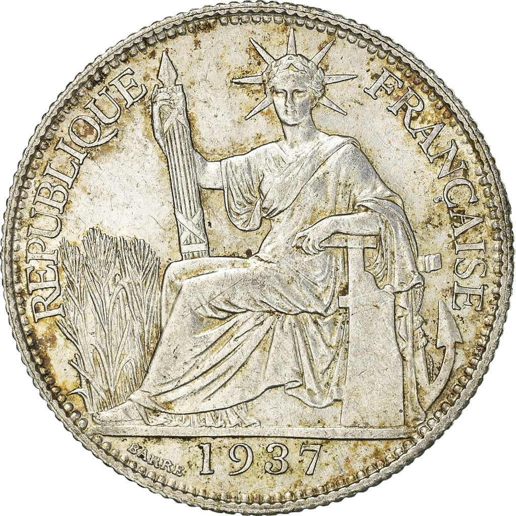 Coin, FRENCH INDO-CHINA, 20 Cents, 1937, Paris, VF(30-35), Silver, KM:17.2